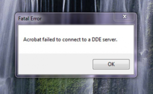 Acrobat x failed to connect to a dde server